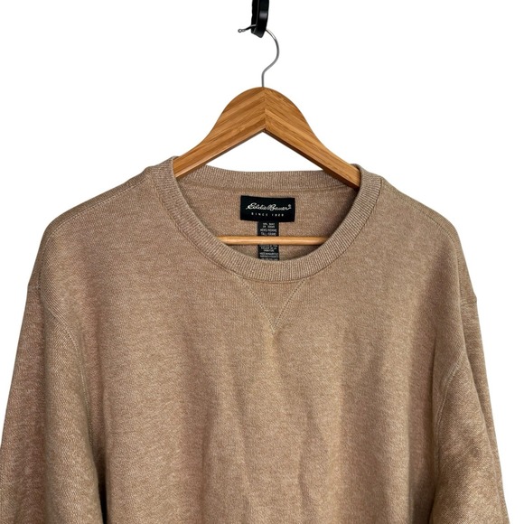 Eddie Bauer Mens Sweater XL Beige Tan Pullover Crewneck Cotton Outdoors Winter - Picture 2 of 11